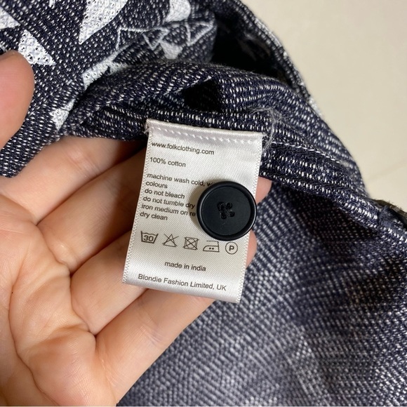 NWOT Folk SS Soft Collar Shirt Tile Print White Size 5 - Picture 10 of 10